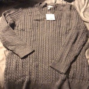 NWT Croft and Barrow silver sparkle sweater 3x